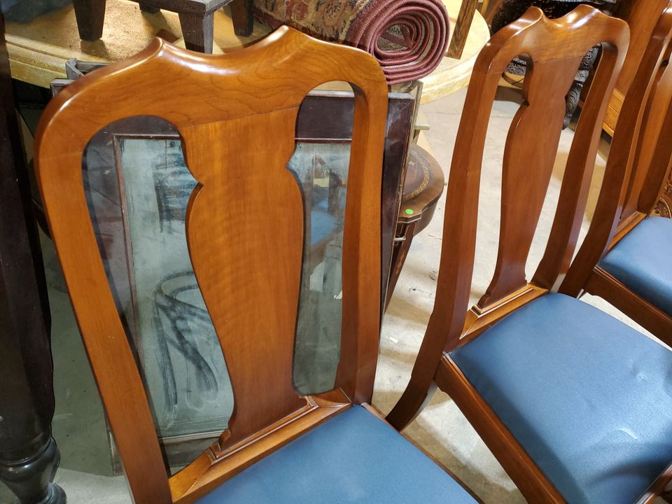 6 Henkel Harris Solid Black Cherry Queen Anne Leg Dining Chairs