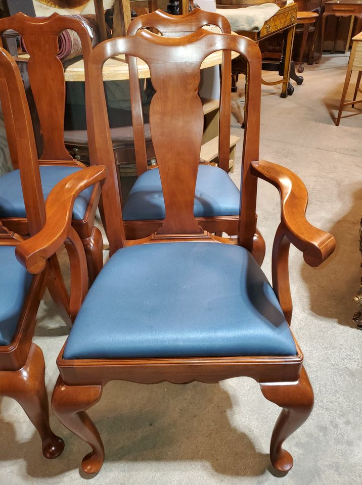 6 Henkel Harris Solid Black Cherry Queen Anne Leg Dining Chairs