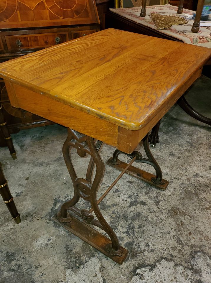 antique student desk w/ iron Long Valley Traders