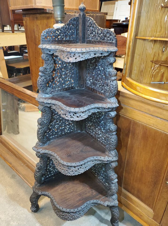 Antique Carved Corner Shelf Amazing Detailed Carvings Beautiful