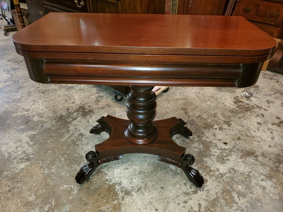Antique Mahogany Game Table Carved Claw Feet Beautiful Long