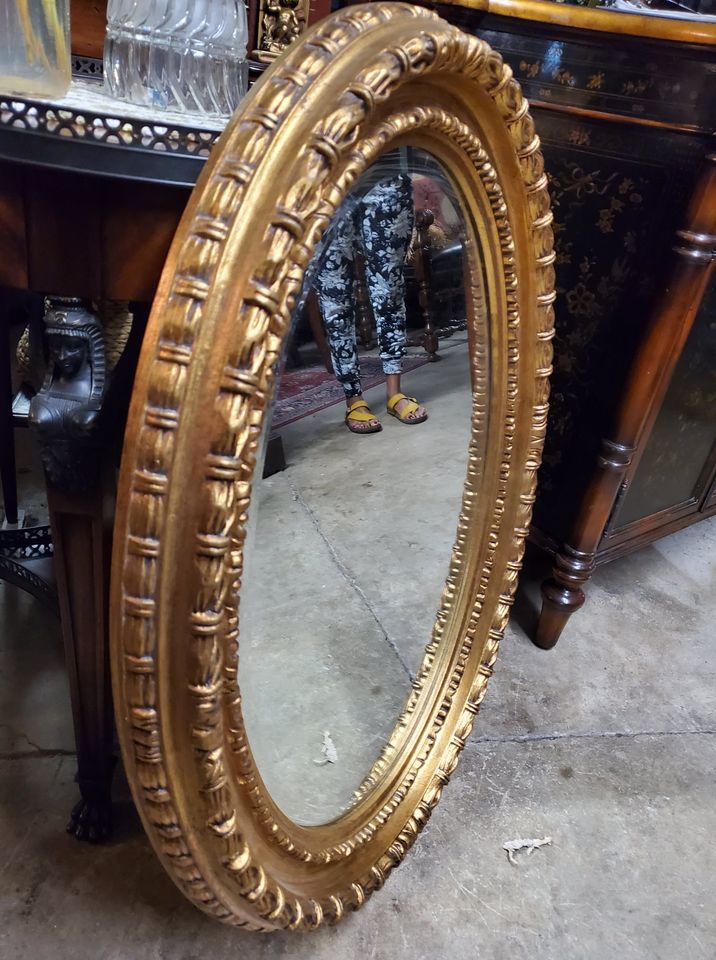 Labarge Oval Gold Carved Wood Beveled Mirror Excellent! Long Valley  Traders