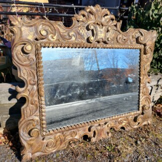 Large Wood Hand Carved Mirror -Beautiful Thick Heavy Well Made