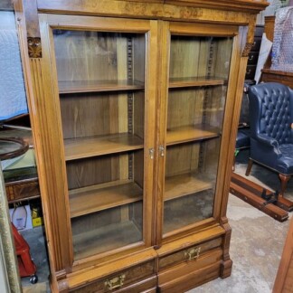 Antique Victorian Eastlake Walnut Bookcase - Beautiful