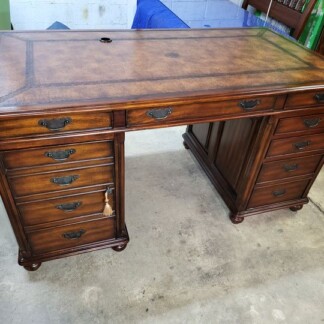 Theodore Alexander Mahogany Executive Desk - Leather Top - Beautiful Details