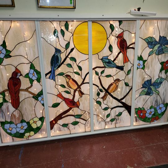 4 Panel Stained Glass wall Hanging Art amazing hand crafted art