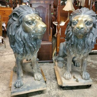 Large Life Sized Brass Lions 46" tall - Grand Entry - Heavy and Well Made
