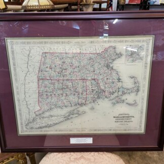 Antique 1869 Map of MA, CT and RI - Framed and Matted - Beautiful
