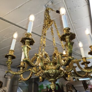 Early 1900's Antique Heavy Brass Quality Chandelier - Excellent!