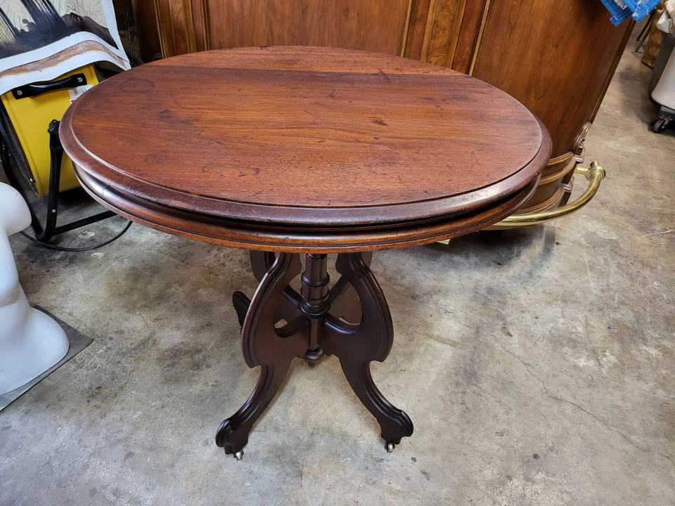 Antique Walnut Oval Side Table 1800 s Victorian Beautiful