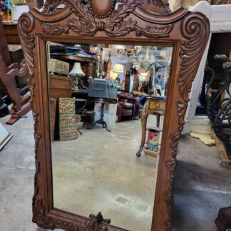 Large Mahogany Wood Designer Mirror - Carved Wood