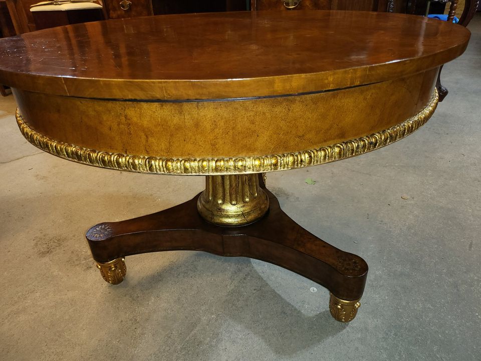 Maitland Smith - Large Round Side Table / Entry Table - Beautiful Woods ...