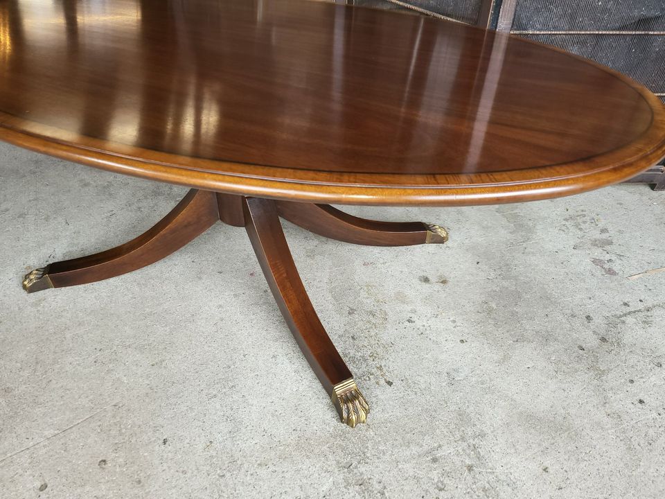 Mahogany Elegant Oval Coffee Table with Claw Feet Long Valley Traders