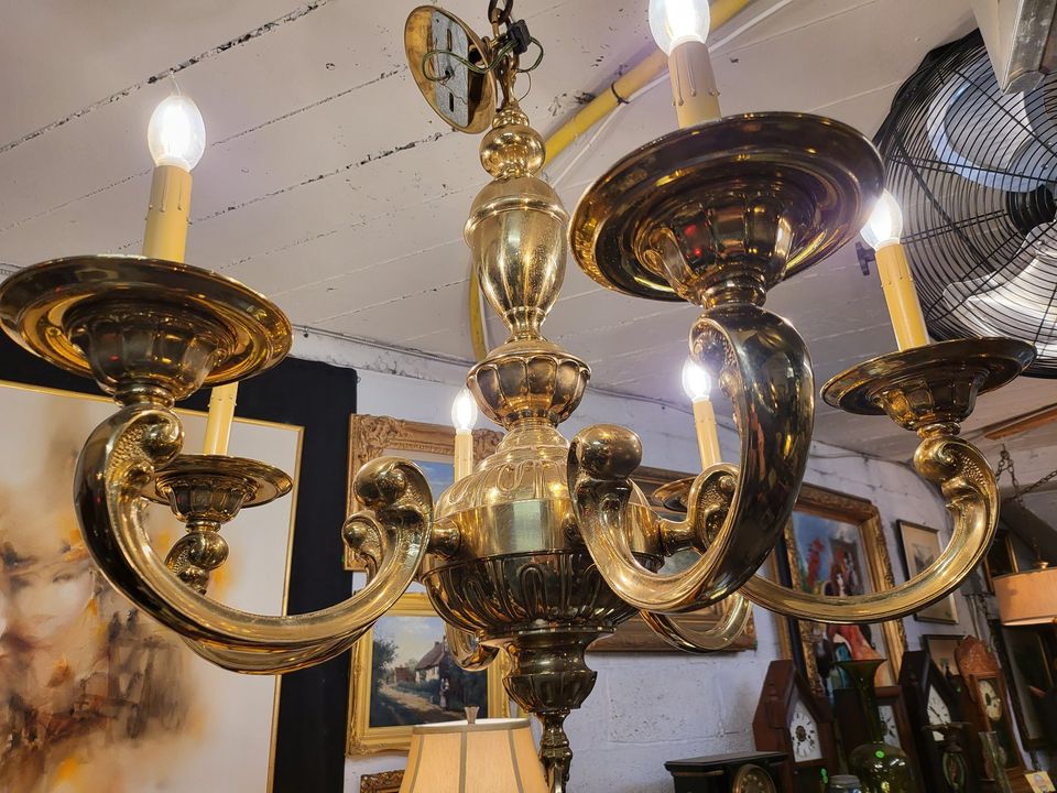 Vintage Heavy Solid Brass Chandelier Elegant and Very High Quality