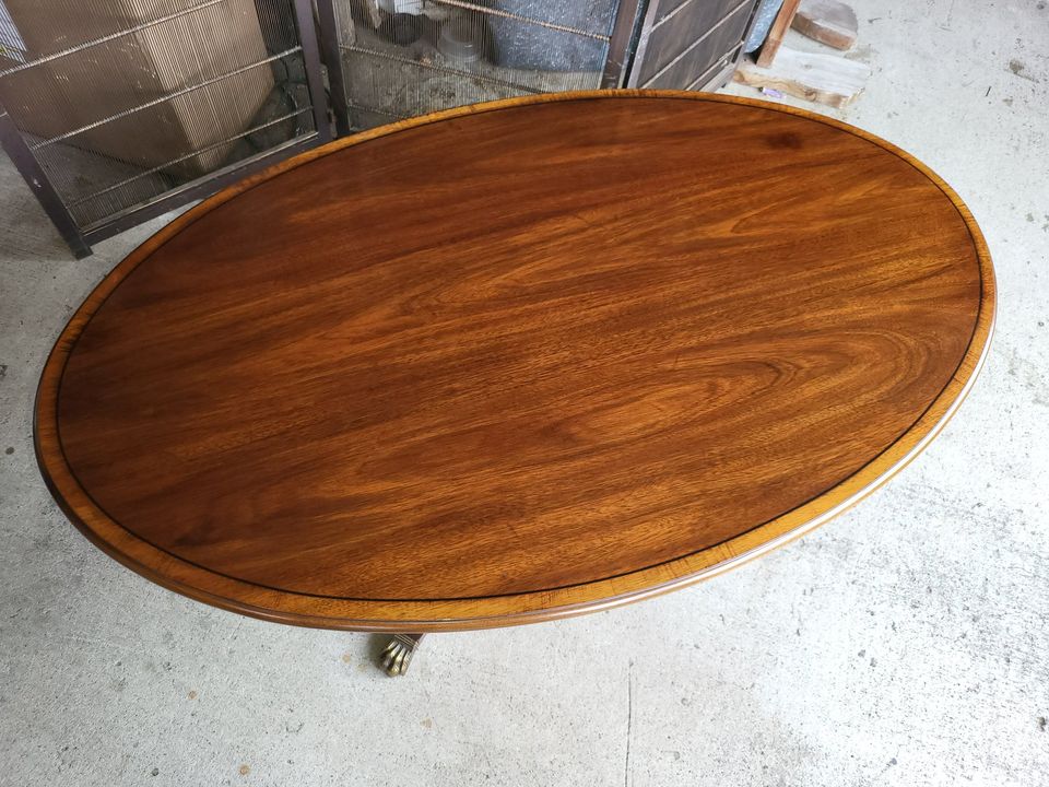 Mahogany Elegant Oval Coffee Table with Claw Feet Long Valley Traders