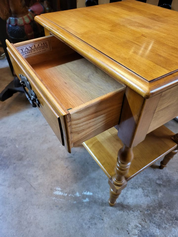 Beautiful Vintage Maple Bedside Table / Nightstand Well Made Long