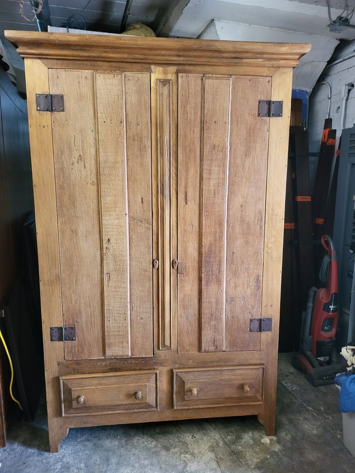 Antique Large Wardrobe Armoire Very Well Made Thick Heavy Wood Long
