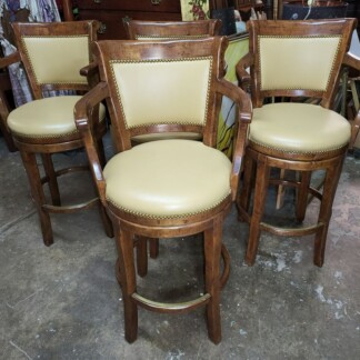 4 Leather Swivel Bar Stools w/ Arms - Well made