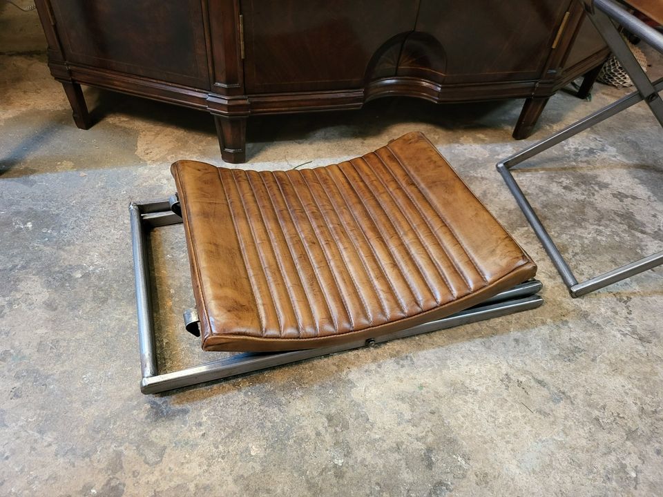 Iron and Leather Seat Stools Folding High Quality stools Long