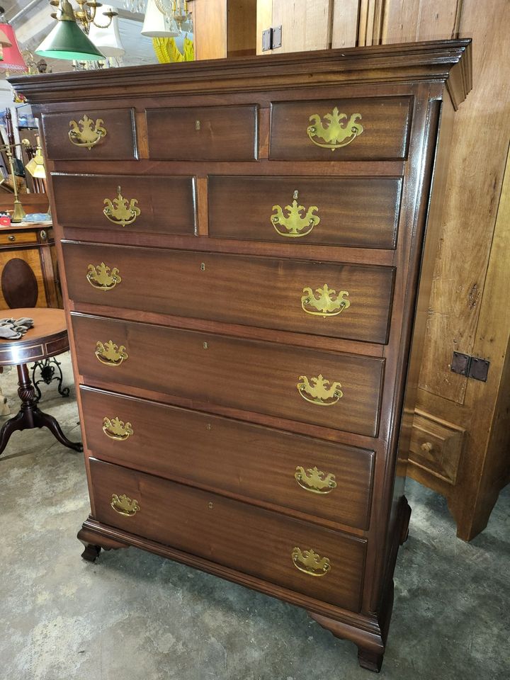 Large Antique Solid Mahogany Dresser Chest 9 Drawers Very Nice