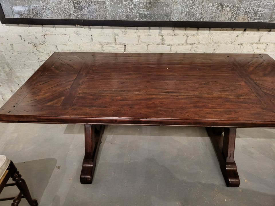 Theodore Alexander Mahogany Dining Farm Table Castle Bromwich reclaimed wood Long Valley Traders