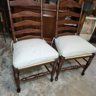 2 Theodore Alexander Mahogany Ladder Back Dining Chairs - NEW w/ Rush Seats