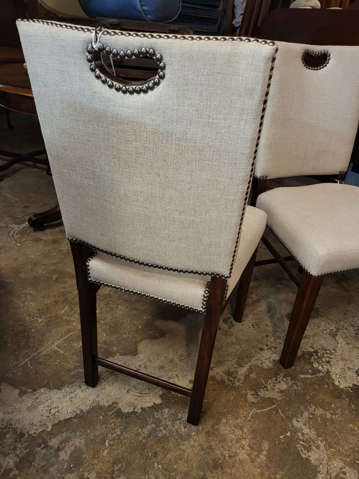 3 Theodore Alexander Contemporary Modern White fabric Dining Chairs