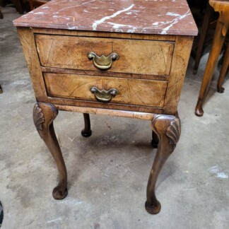 Antique Marble Top Side Table w/ Two drawers - Nightstand