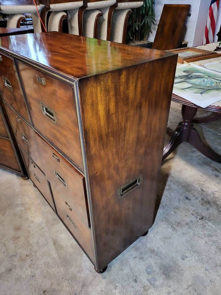 2 Theodore Alexander 6 Drawer File Mahogany with Bronze Trim Details Long Valley
