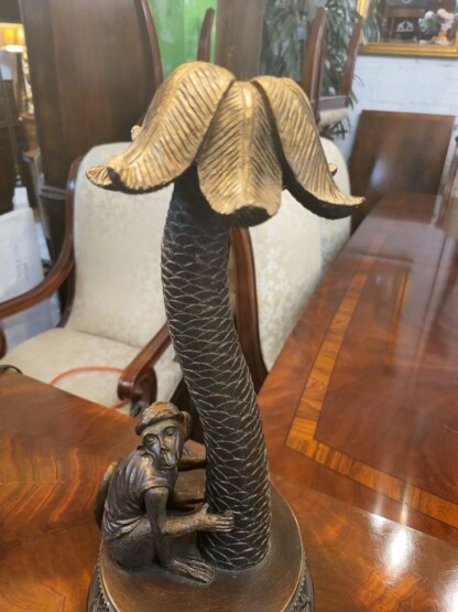 2 Maitland Smith Bronze Table Lamps - Monkeys and Palm Trees - Long ...