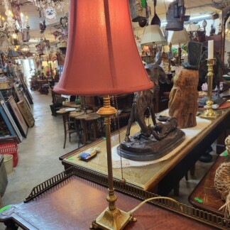Nice Brass Candle stick Table Lamp with rust Shade - Quality