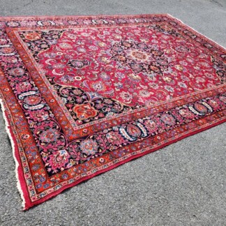 Vintage Persian Area Rug -12.5 x 9.5 - Red and Blue - Nice Quality