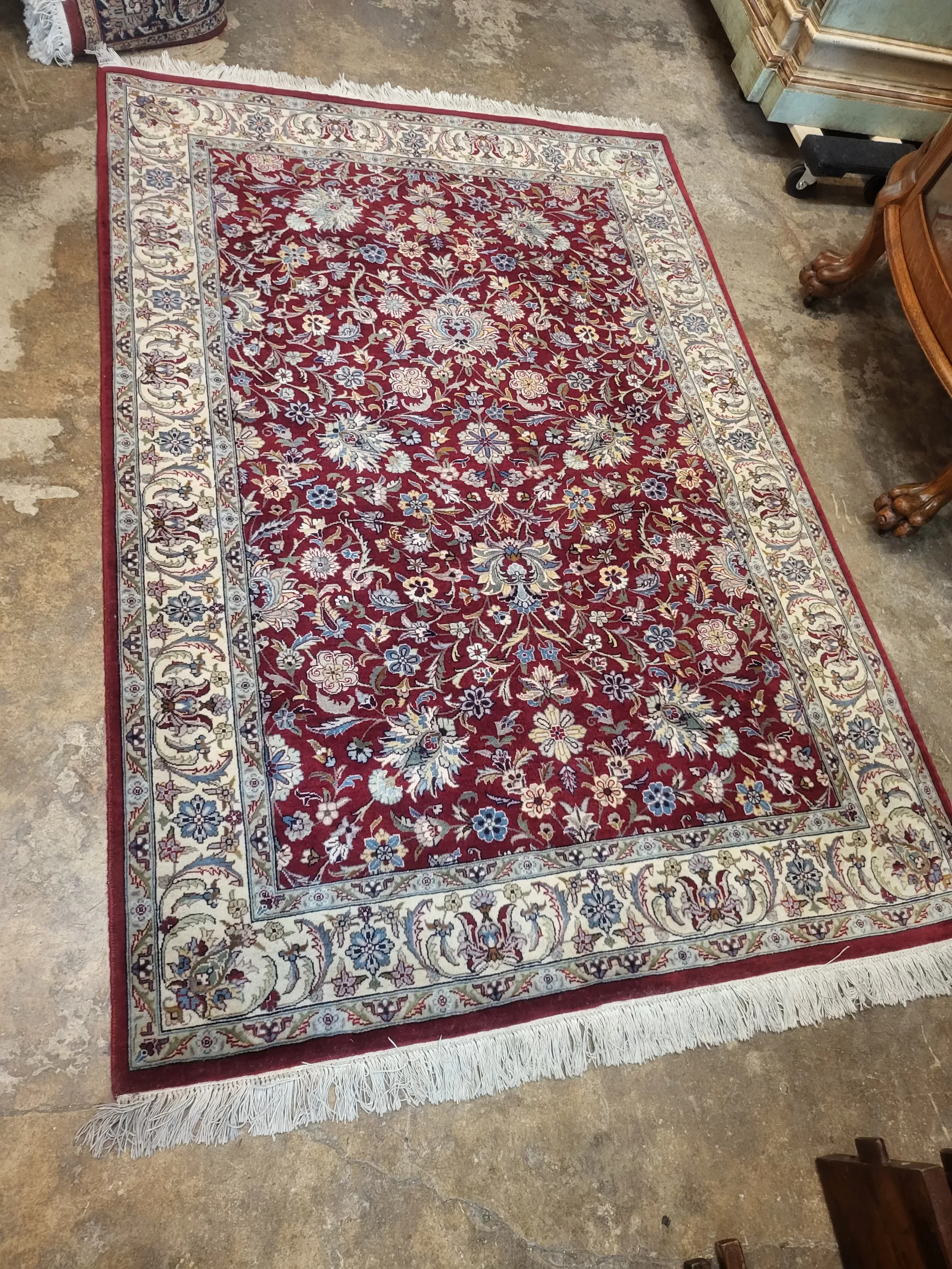 Handmade Hand-knotted Dark Red 6' x 4' Rug - Long Valley Traders