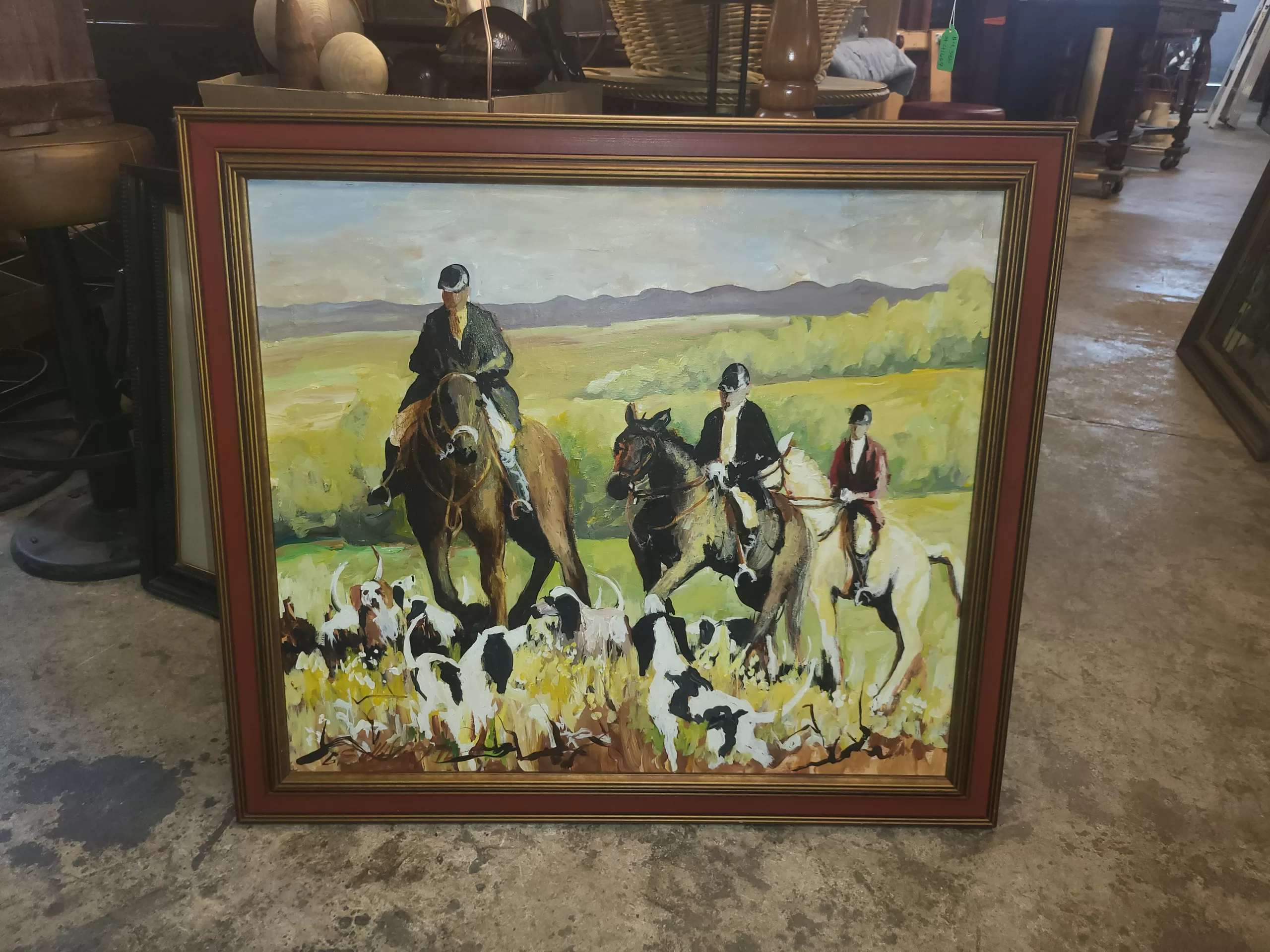 Original Art Oil on Canvas Fox Hunting Scene - Riders / Horses / Hounds ...