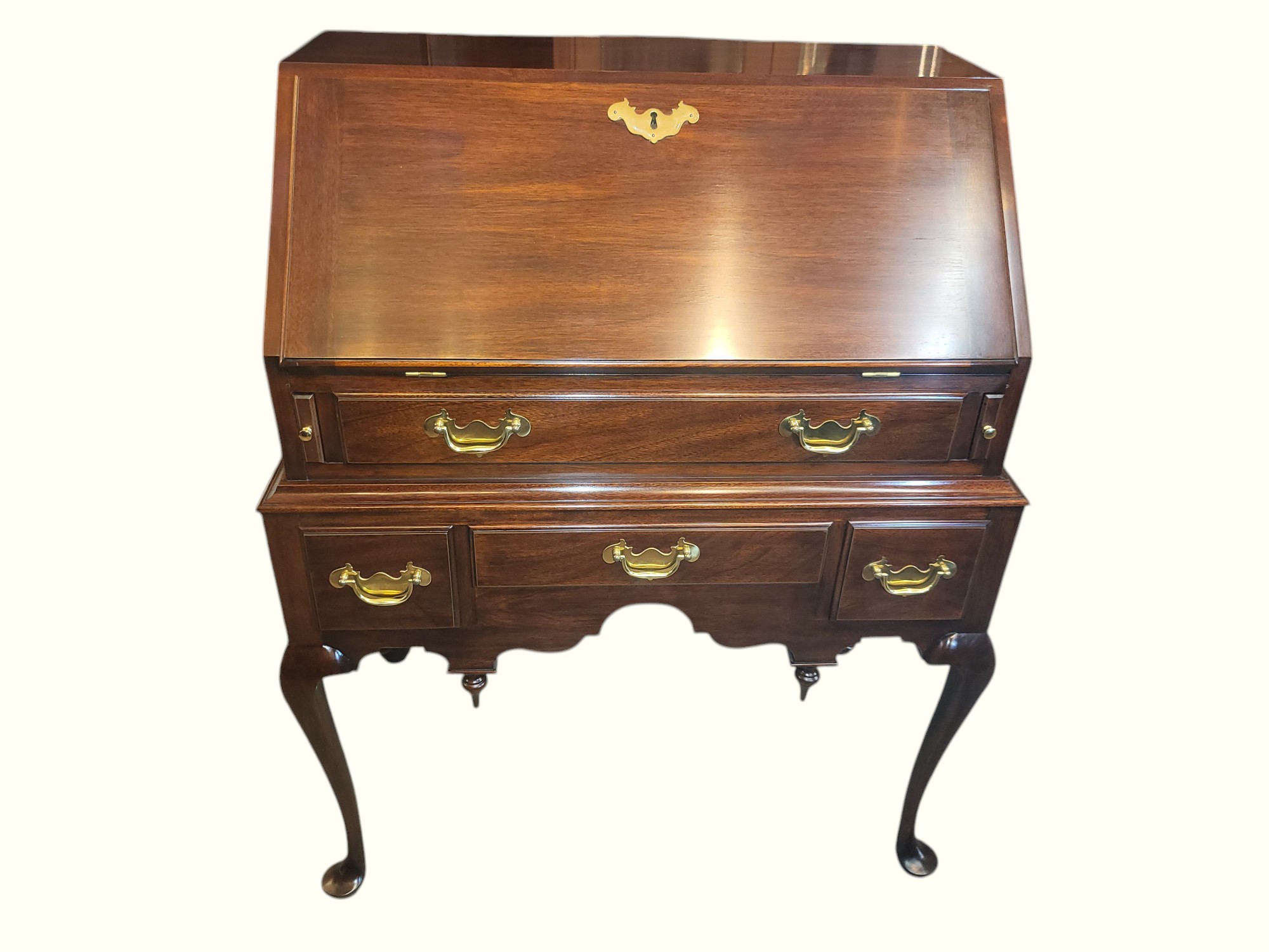 Henkel Harris Solid Mahogany 4 Drawer Slant Front Ladies Secretary Desk ...
