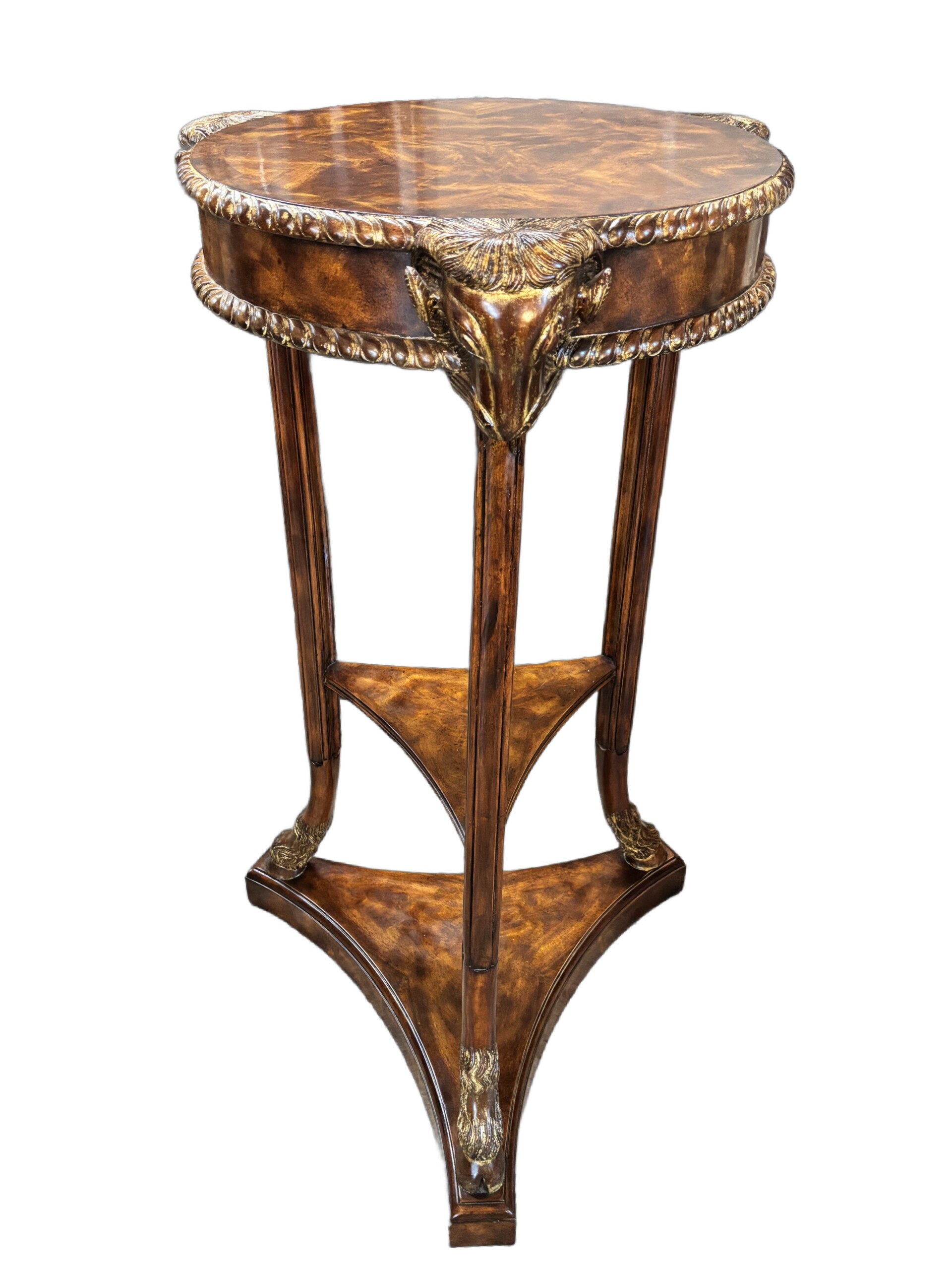 Theodore Alexander Mahogany 3 Legged Pedestal Stand - Long Valley